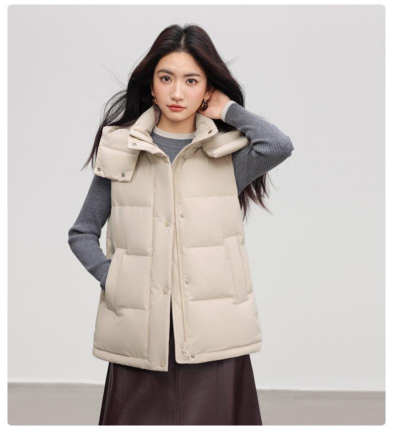 Women's Stylish Genuine Down Vest - Warm Short Winter Outerwear