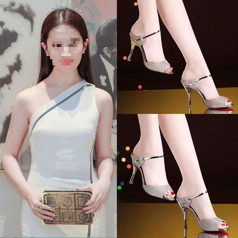 Damen Sommer Stiletto Sandalen mit offenem Zeh