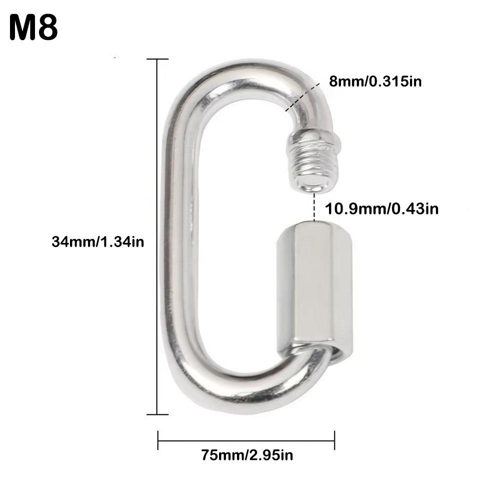 New 304 Stainless Steel Quick Link Oval Heavy Duty Rope Connector D Shape Locking Carabiner Clip Hammocks