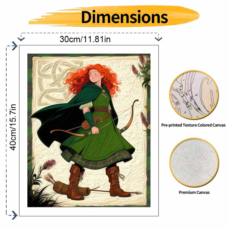 Disney Brave Merida Oil Painting by Numbers Art Kit. Handmade Diy Painting Home Decoration Gifts
