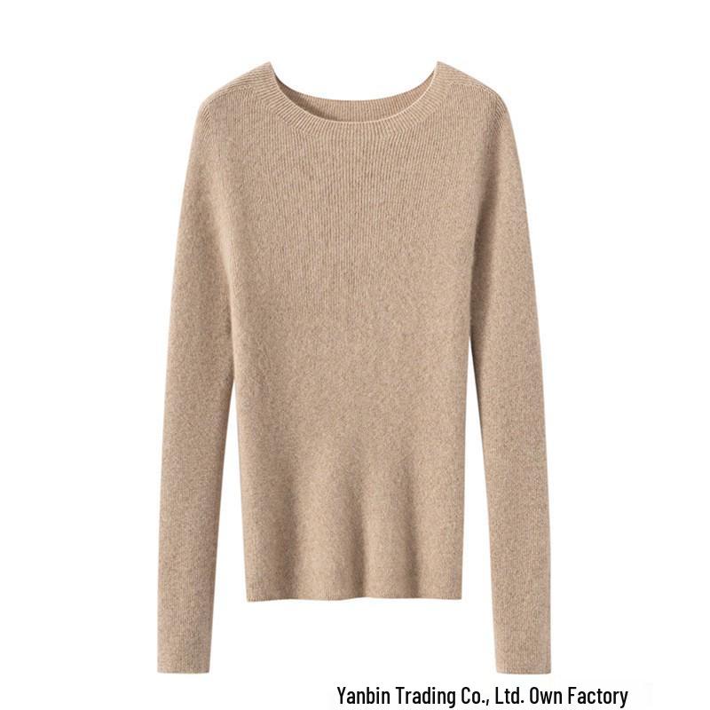 Pure Cashmere Ribbed Half-High Collar Knit Sweater