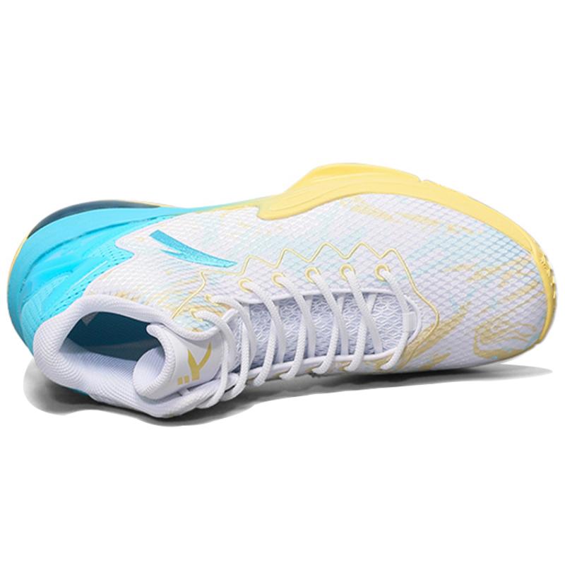 Anta Cushioning Anti-Slip And Wear-Resistant High-Top Basketball Shoes Men's White Yellow Blue Sneakers 11741105-13