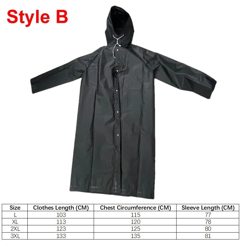 

Мужские куртки для пешего туризма, черный плащ с капюшоном, модный водонепроницаемый длинный плащ для взрослых, для езды на велосипеде, мотоцикле, велоспорта, рыбалки 2XL