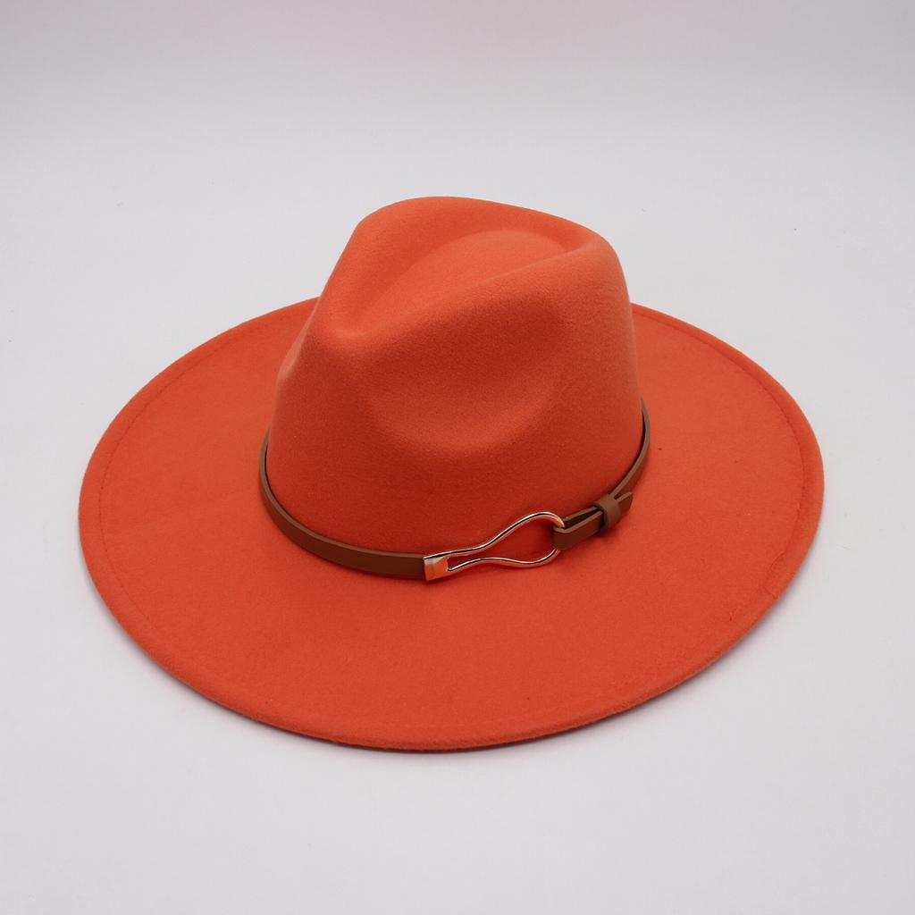 .Cm top hat foreign style jazz hat retro felt hat temperament British style belt buckle woolen hat