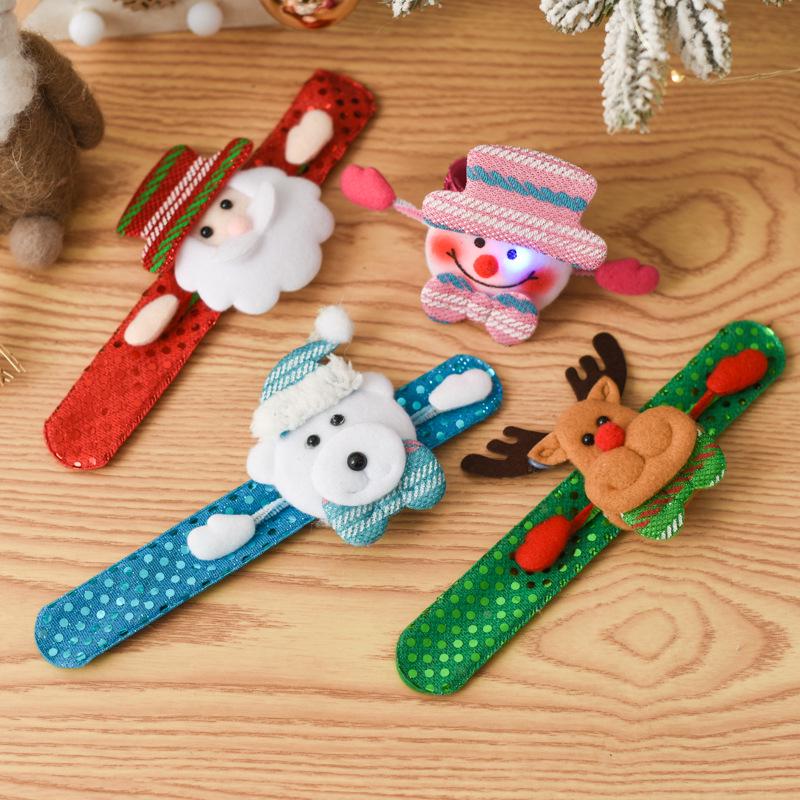 Creative Luminous Santa Claus & Snowman Children's Snap Bracelet - Perfect Christmas Gift