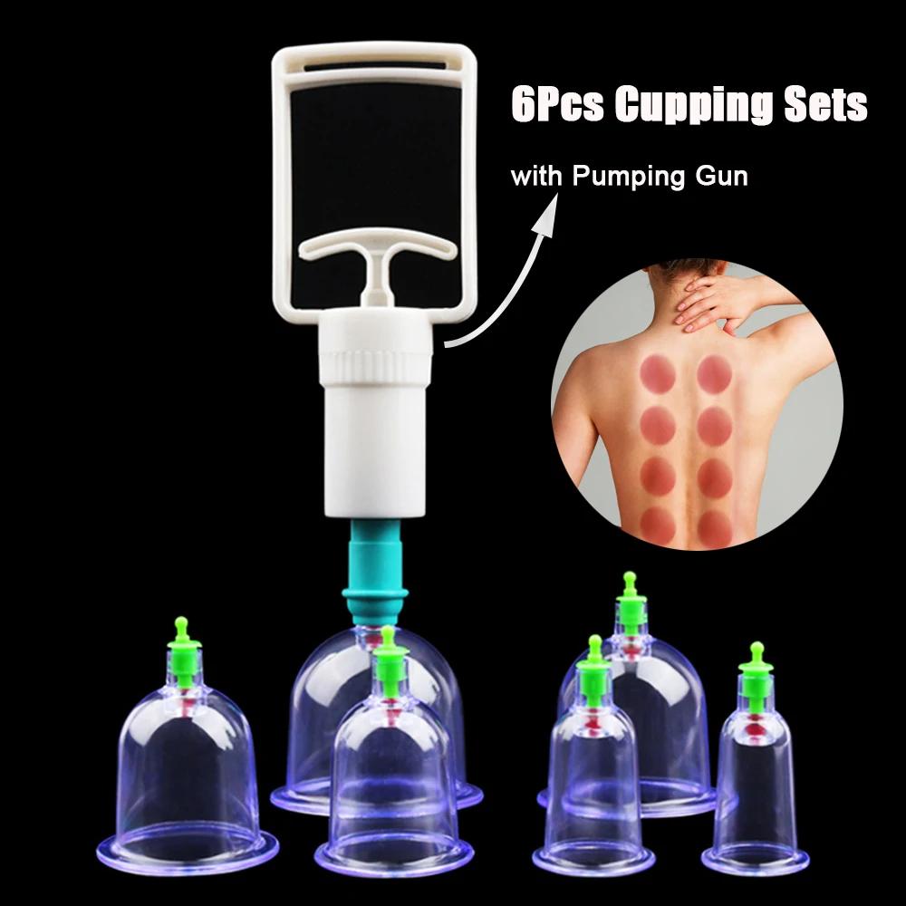 12/6Pcs Vacuum Cupping Set Suction Cups Back Massage Body Cup Detox Massage Body Cups Vacuum Cupping Anti Cellulite Massage Jars