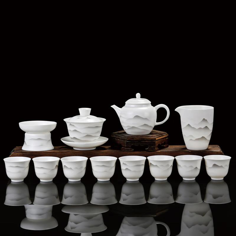 Lainuo Ink Landscape Matte Jade Porcelain 12-Piece Tea Set