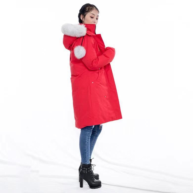 Big goose scissors down jacket Canadian women's medium and long coat hooded fox fur collar thickened jacket