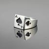 silver ace of spades open ring