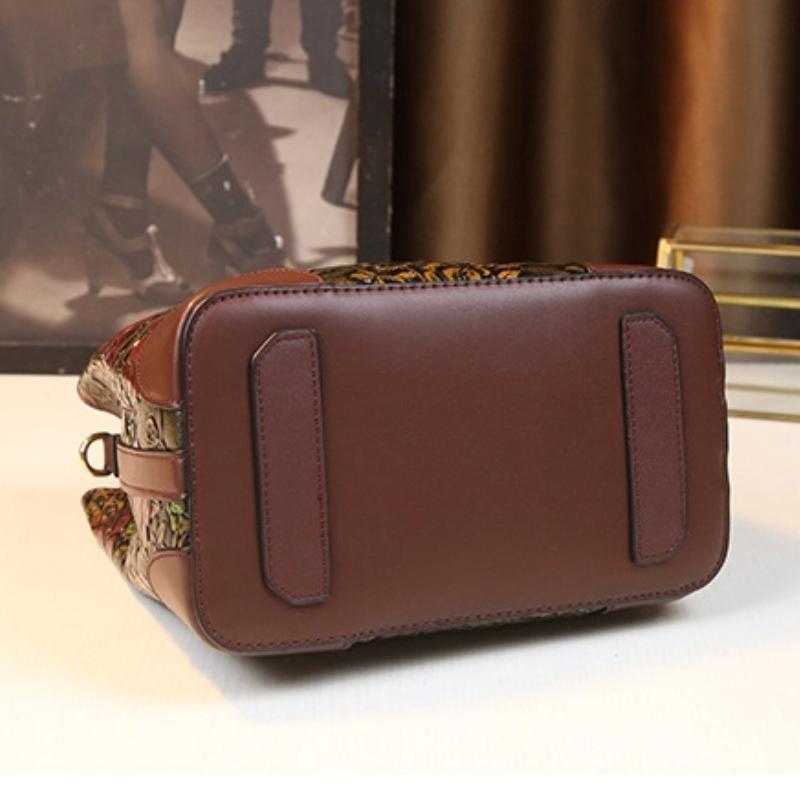 Women Tote Handbag Armpit Bucket Bag Fashion Middle-aged Mother Large-capacity Bag Retro Ink Painting Crossbody Shoulder Messenger Bag