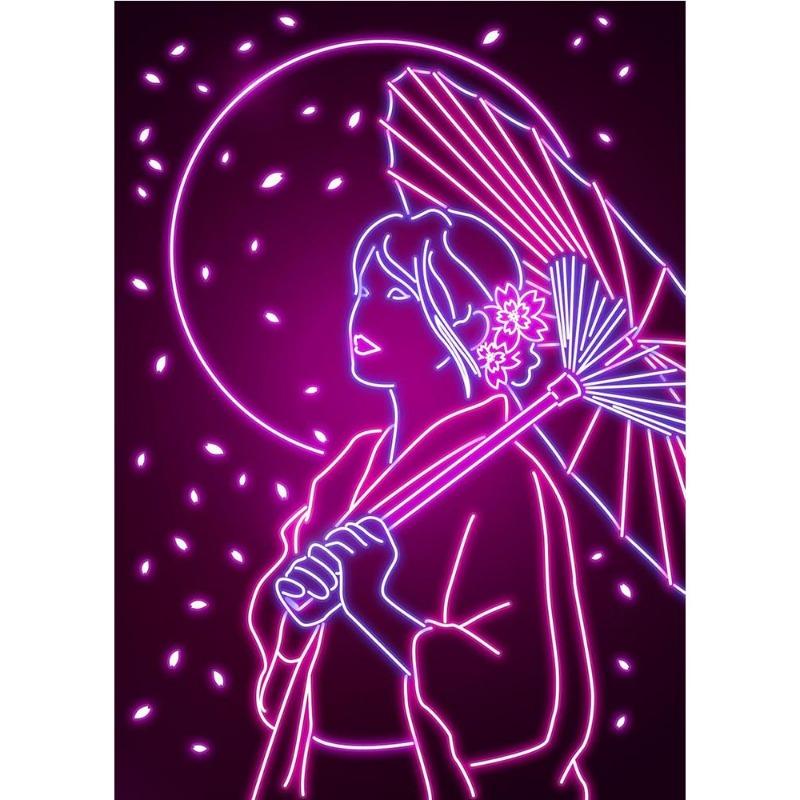 Neon Design, Japanese Wave, Ramen, Sushi, Cat, Fuji, Sakura, Poster, Canvas, Painting, Japanese Food Culture, Wall Art, Kitchen Decor,