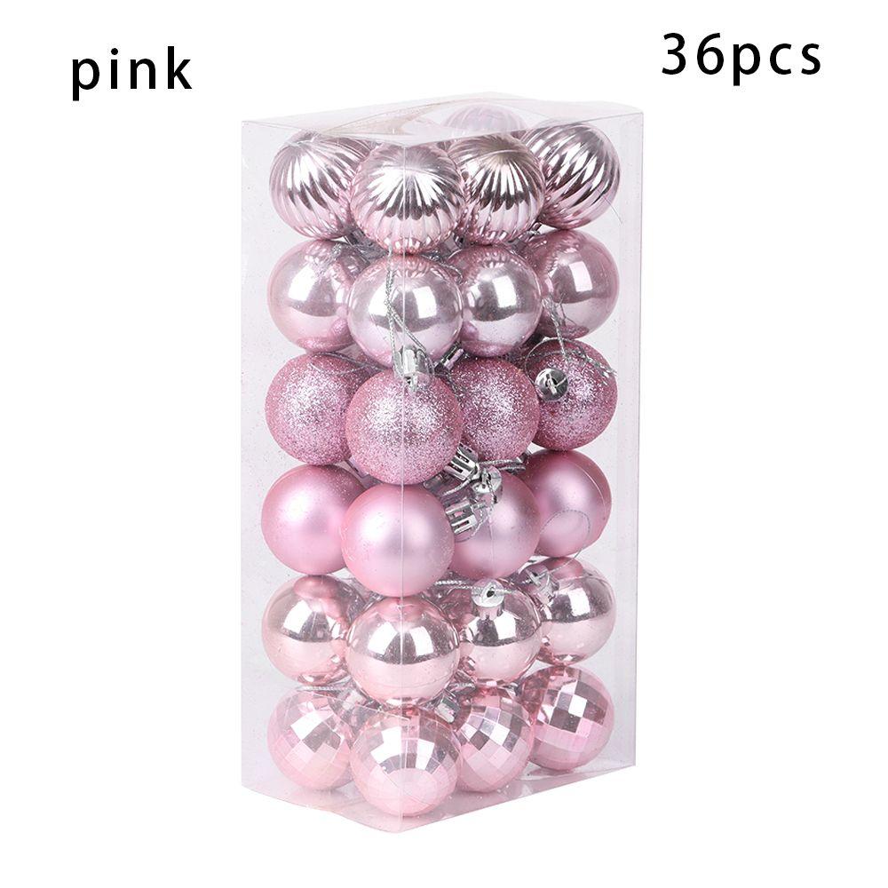 

36PCS 4CM Plastic DIY Gifts Crafts Christmas Tree Decoration Xmas Hanging Ball Bauble Drop Pendant рожевий