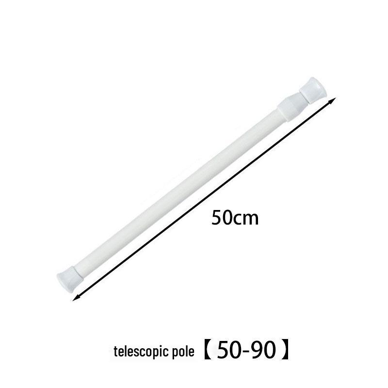Telescopic Punch-Free Drying Rod - White Baked Paint for Balcony or Bathroom Curtains and Clothes