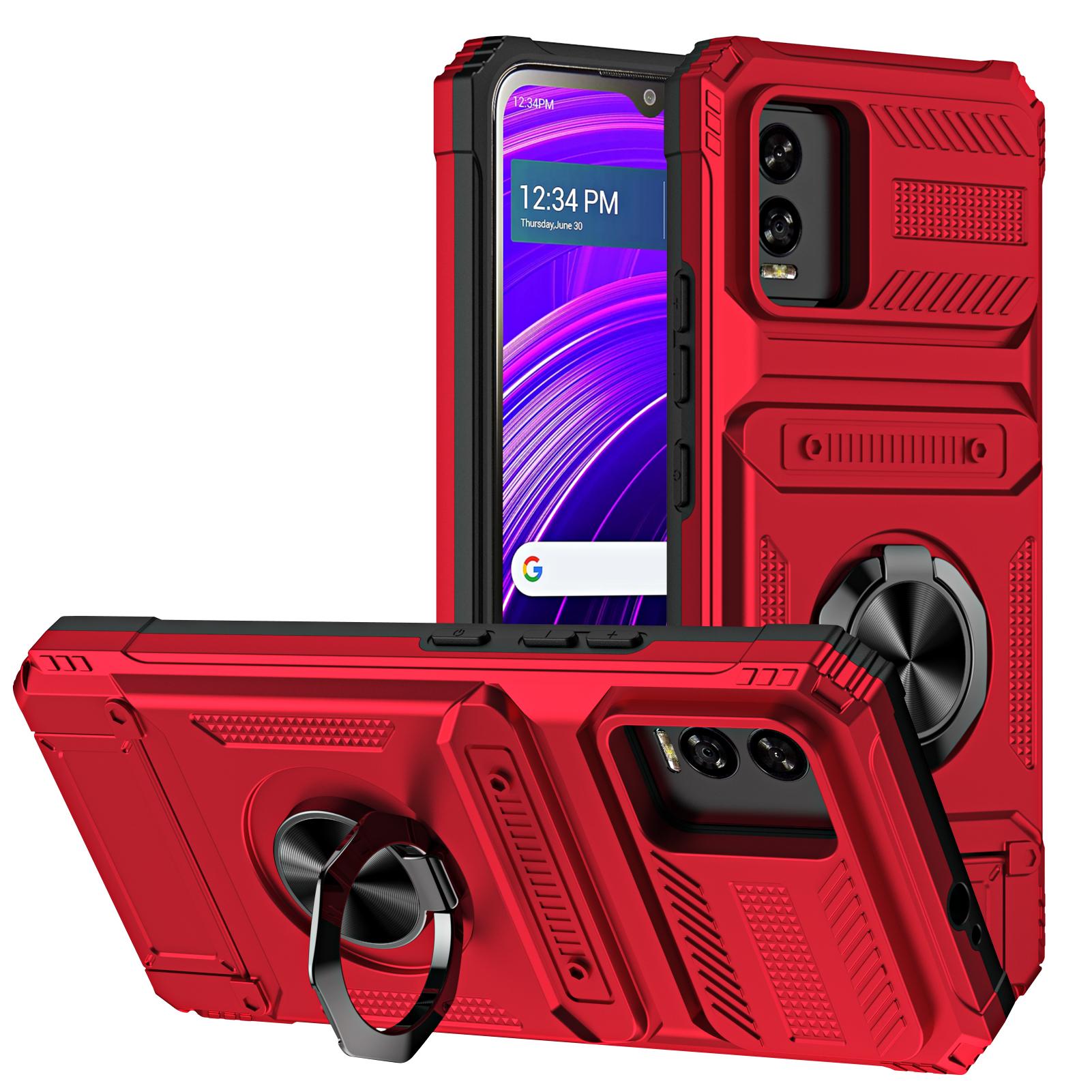 

Tough Kickstand Shockproof Wallet Case with Card Holder for BLU View Speed 5G, B1550VL Phone Cases PC TPU