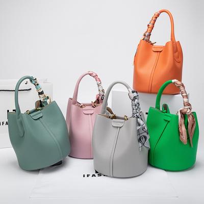 Bucket Bag Portable Vegetable Basket Bag Women's New Leather Women's Bag High-end Large-capacity Shoulder Messenger Bag