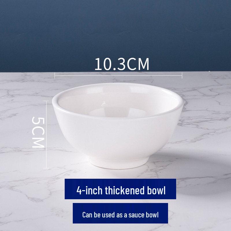 Thickened Ceramic Bowls for Rice, Breakfast, Soup, Noodles - Pure White