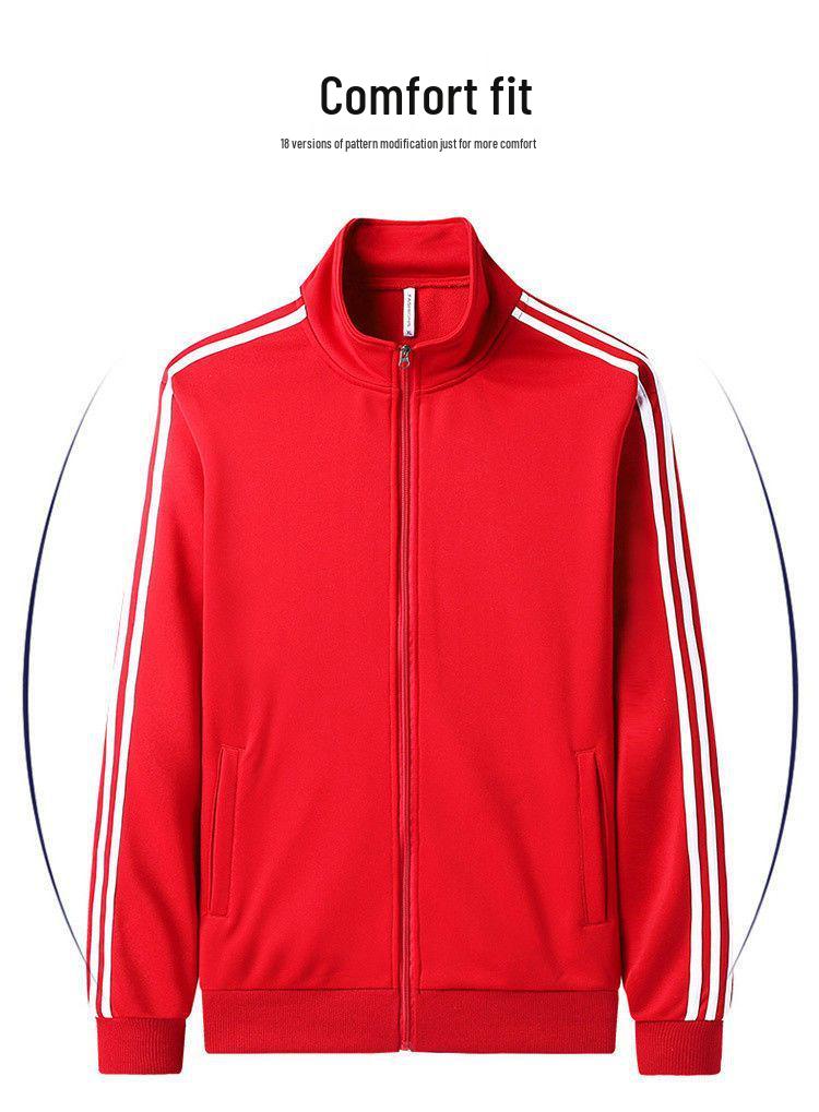 Men's Casual Sports Suit: Spring/Autumn Long-Sleeve Cardigan & Three-Bar Loose Two-Piece College Style