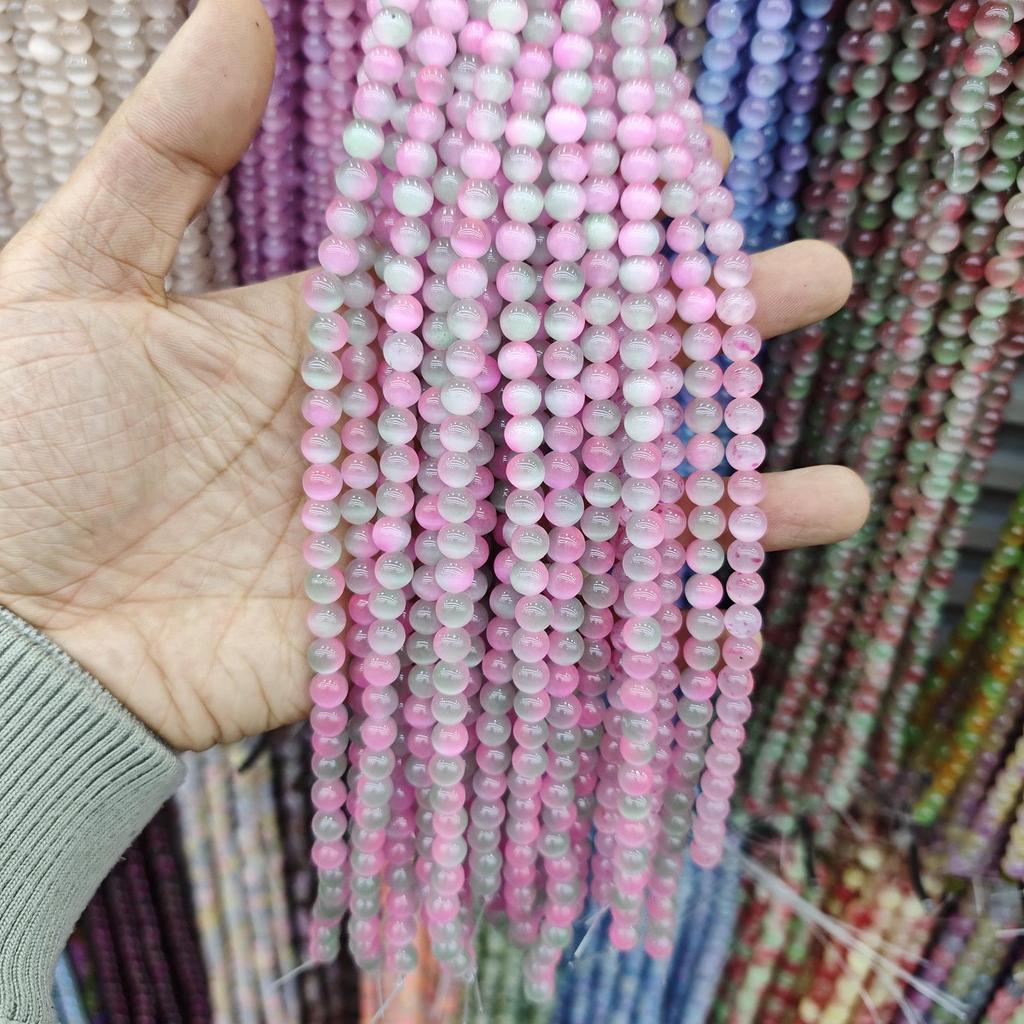 8mm Cat's Eye Stone Beads: Single, Double, Triple-Color, DIY Jewelry Round Beads
