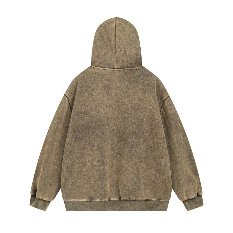 Oversized Washed Hoodie Men Women Streetwear Cotton Blend Heavyweight 450g Fleece Lined Loose Fit Winter Sweatshirt