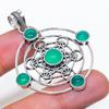 Natural Green Onyx Gemstone 925 Sterling Silver Jewelry Pendant 2.17" AP-14356