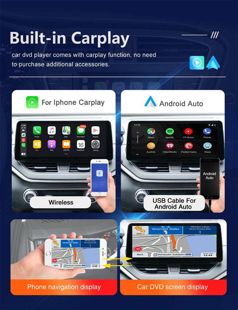 12.3" Android 10 Car Stereo Radio GPS NAVI Build-in Carplay DSP For Jeep Wrangler 2011~17