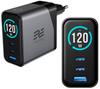 New Encore Energy Rapid GaN QC PD USB-A USB-C X2 120W MD-12083Z Wall Charger with Display