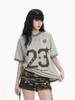 Women's Loose Versatile American Retro Short-Sleeve Top with Digital Printing for Casual Wear