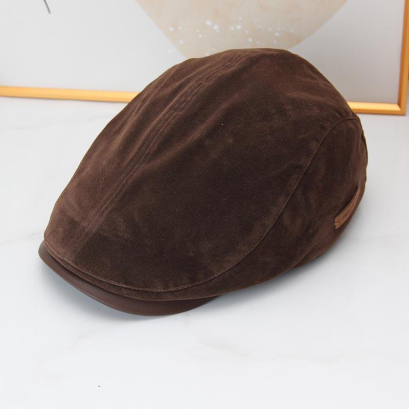 Early autumn new deerskin velvet old money wind retro painter hat women's autumn and winter simple small label showing a small face forward hat