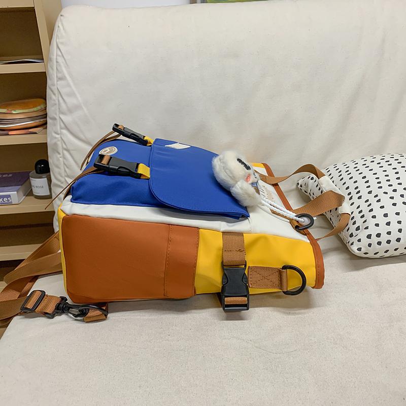 College Style Schoolbag Women's Contrast Backpack Large Capacity Tote Bag Multi-Use Crossbody Bag