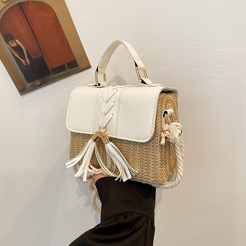 Beach Straw Crossbody Bag For Women 2024 New Designer Boho Summer Bag Pu Leather Handbag And Purse Travel Cross Body Phone Bag