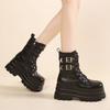 Platform Boots Women's Martin Boots 2025cos New Flat-soled Heightening Shoes V Women's Thin Locomotive Muffin Platform Women's Short Boots