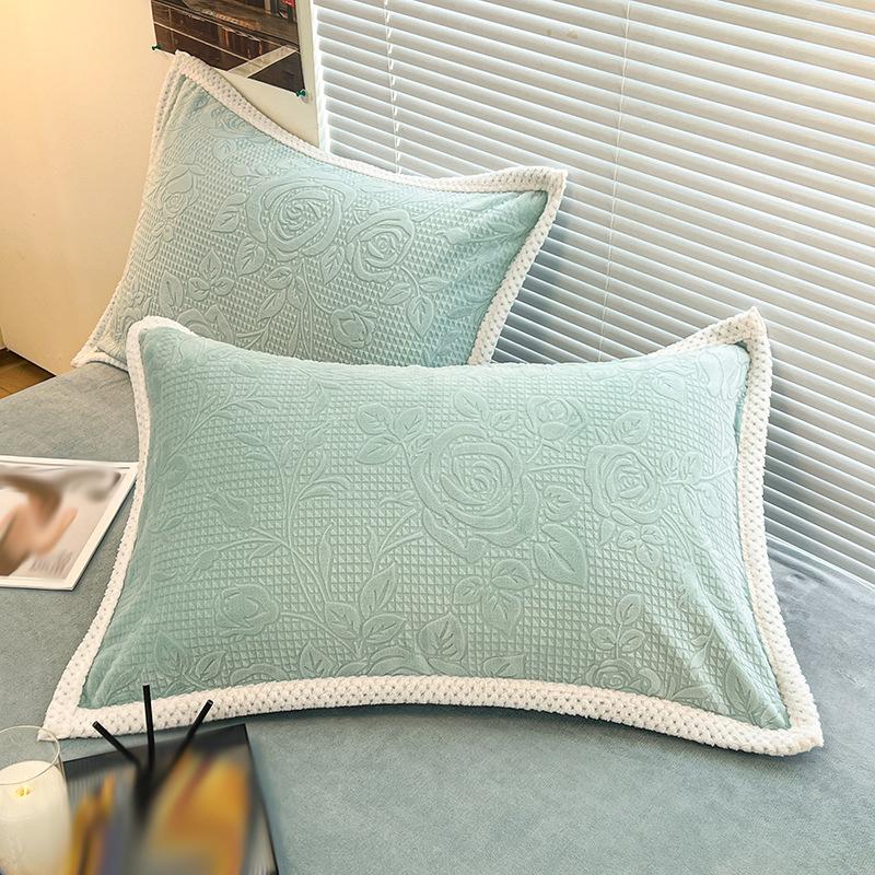 2 Pcs Winter Thicken Warm Pillowcase Soft Plush Flannel Coral Velvet Pillow Covers Home Living Room Decor Cushion Cover