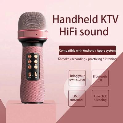 High-quality Wireless Bluetooth External Microphone, A Karaoke and Live Streaming Speaker Microphone with English Voice Prompts