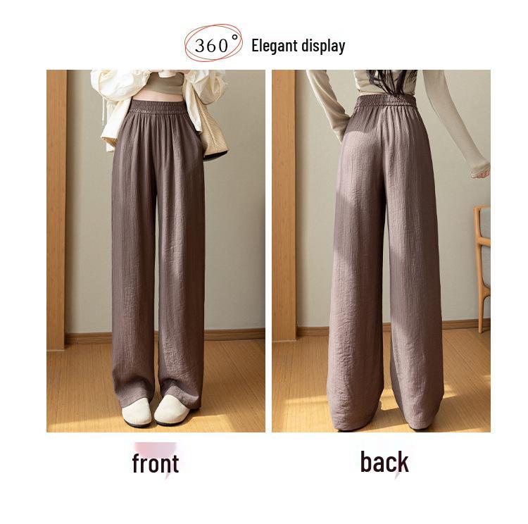 Women's Summer Loose Wide-Leg Linen Pants - Lightweight Ice Silk, Versatile Straight Leg Style, Casual Yamamoto Design