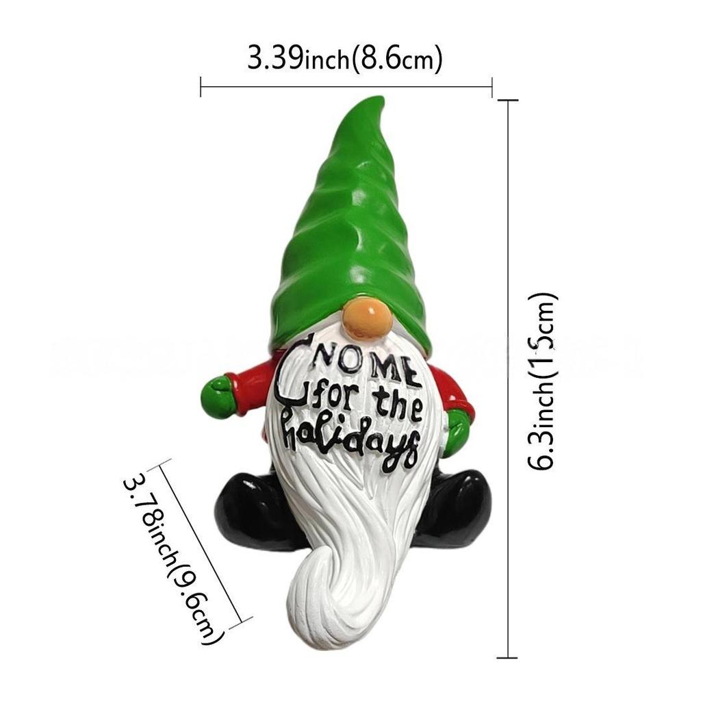 Creative Resin Christmas Gnome Ornament with White Beard for Desktop Decoration