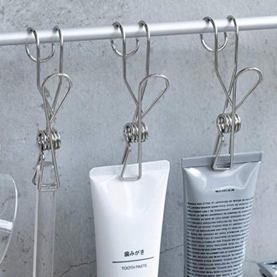 Muji Stainless Steel Hook Wire Clip 4 piecesWidth 2 Depth 5.5 Height 9.5 Cm Silver