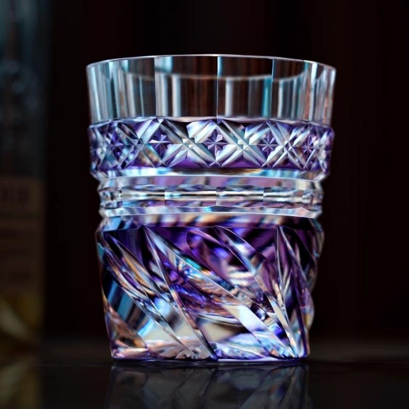 

Top K9 Crystal Edo Kiriko Wine Glass Hand Engrave Whiskey Rocks Violet Brandy Snifter Lowball Whisky Cup Gift For Husband Father 240ml фиолетовый