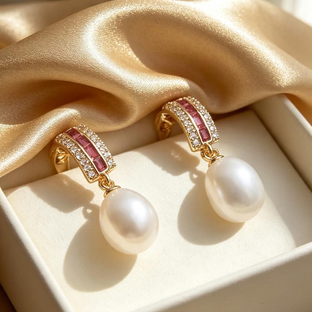 Natural Freshwater Pearl Earrings ,Drop Pearl Earring For Women Fine Jewelry Wife Girl Birthday Gift