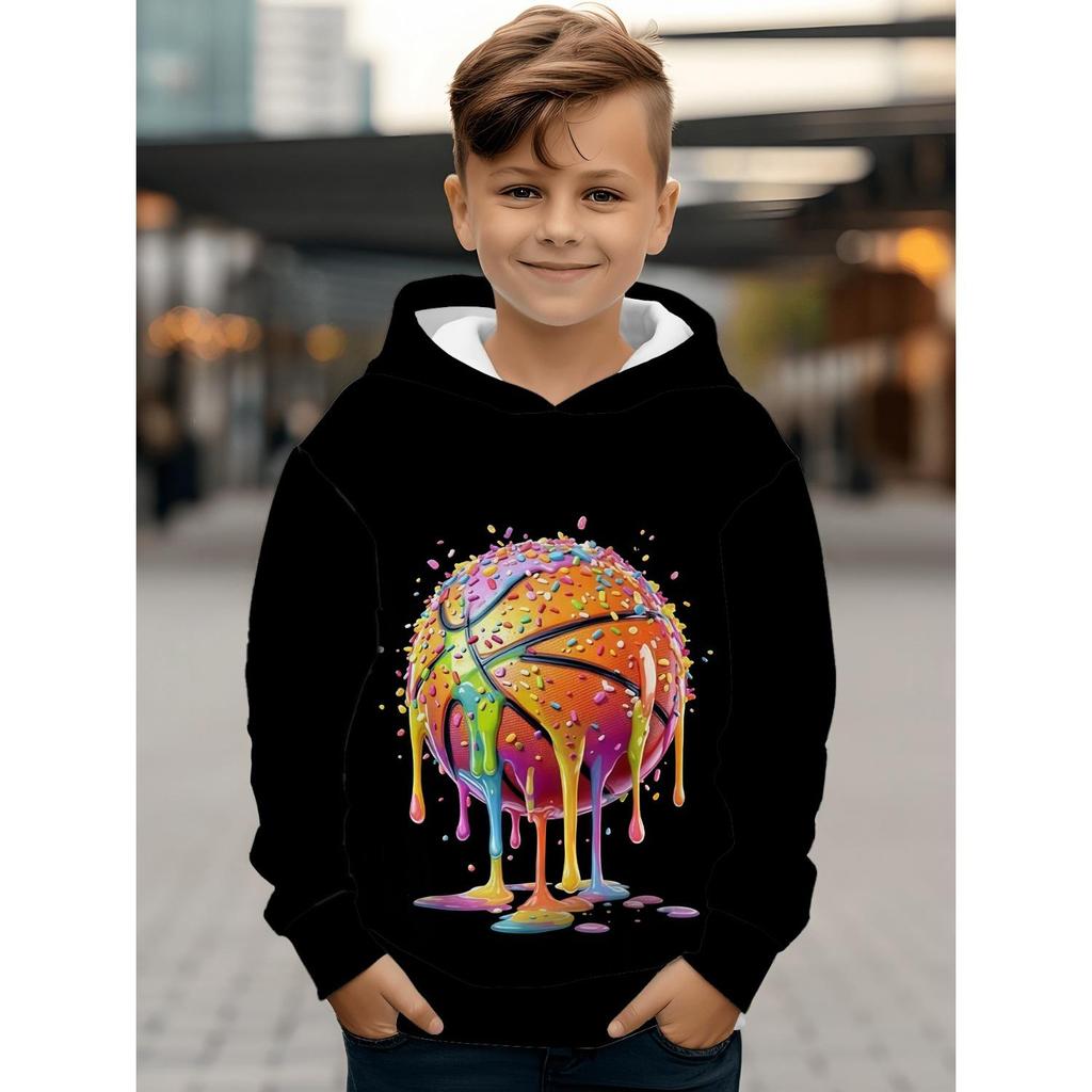 Kinderkleidung, kreativer 3D-bedruckter Kapuzenpullover für Jungen, lässiges Sport-Langarm-Kapuzenshirt für Jungen