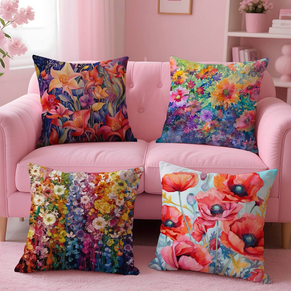 Stunning Colorful Floral Pillow Case Pattern Printing Pillowcase Living Room Sofa Cushion Cover Bedroom Room Decor