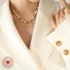 Handmade Heart Pendant Necklace with Faux Pearl & Gold-Plated Titanium Steel for Women's Fashion