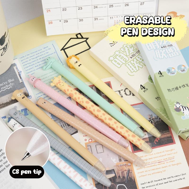 4/8Pcs Smooth Writing Durable Pens Cute Animal Erasable Gel Pen Set For School Office Journals Birthday & Holiday Gifts