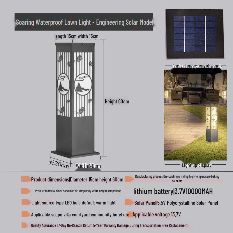 Solar-Powered Waterproof Lawn Light for Outdoor Garden or Villa
