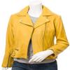 Noora Womens Lambskin Yellow Leather Jacket, Motorcycle Biker Leather Jacket | Biker Slim Fit Jacket