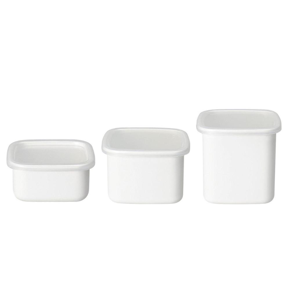 Noda Enamel Square Storage with Seal Lid 65300 S  65301 M  65302 L