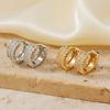 Korean Personality Micro-inlay Zircon Stainless Steel Hoop Earrings for Women Exquisite Fashion Party Daily Wearing Jewelry Gift