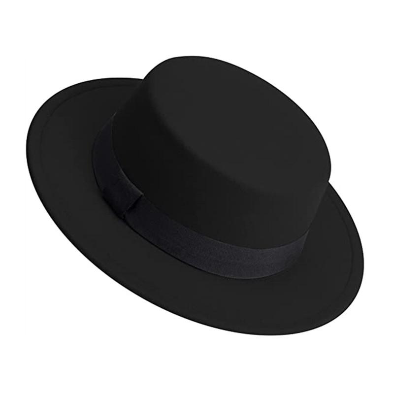 

Men Women White Fedora Hat Flat Top Hat Felt Pork Pie Hat Wide Brim Church Derby Cap Winter wool Jazz Panama hat wholesale 56-58cm