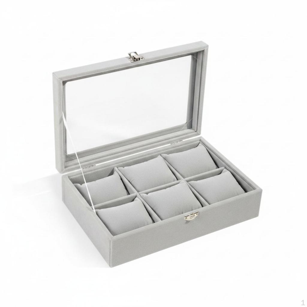 Compact Watch Storage Box with Clear Lid Safeguarding 6-Slot Organizer