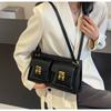 New Double Pocket Underarm Bag For Women Unique Design Retro Lock Buckle Single Shoulder Solid Color PU Crossbody Bag Trend