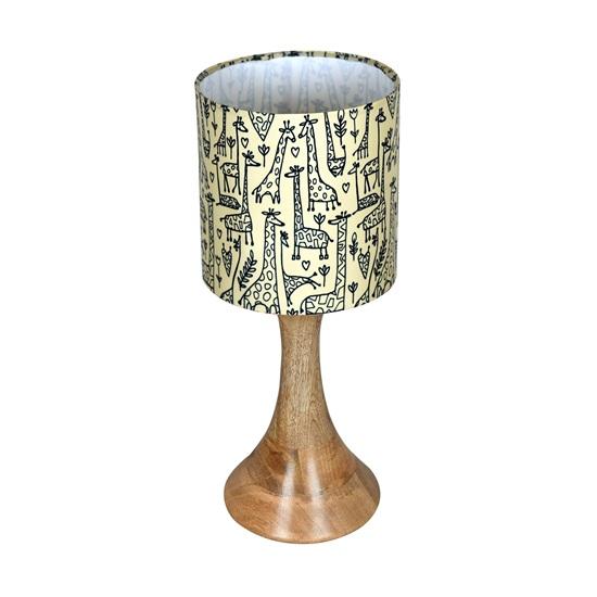 41.1 cm Rustic Wood Table Lamp Bedside Desk Lamps for Living Bedroom Study Night, House Warming Diwali Gift, Fabric Shade